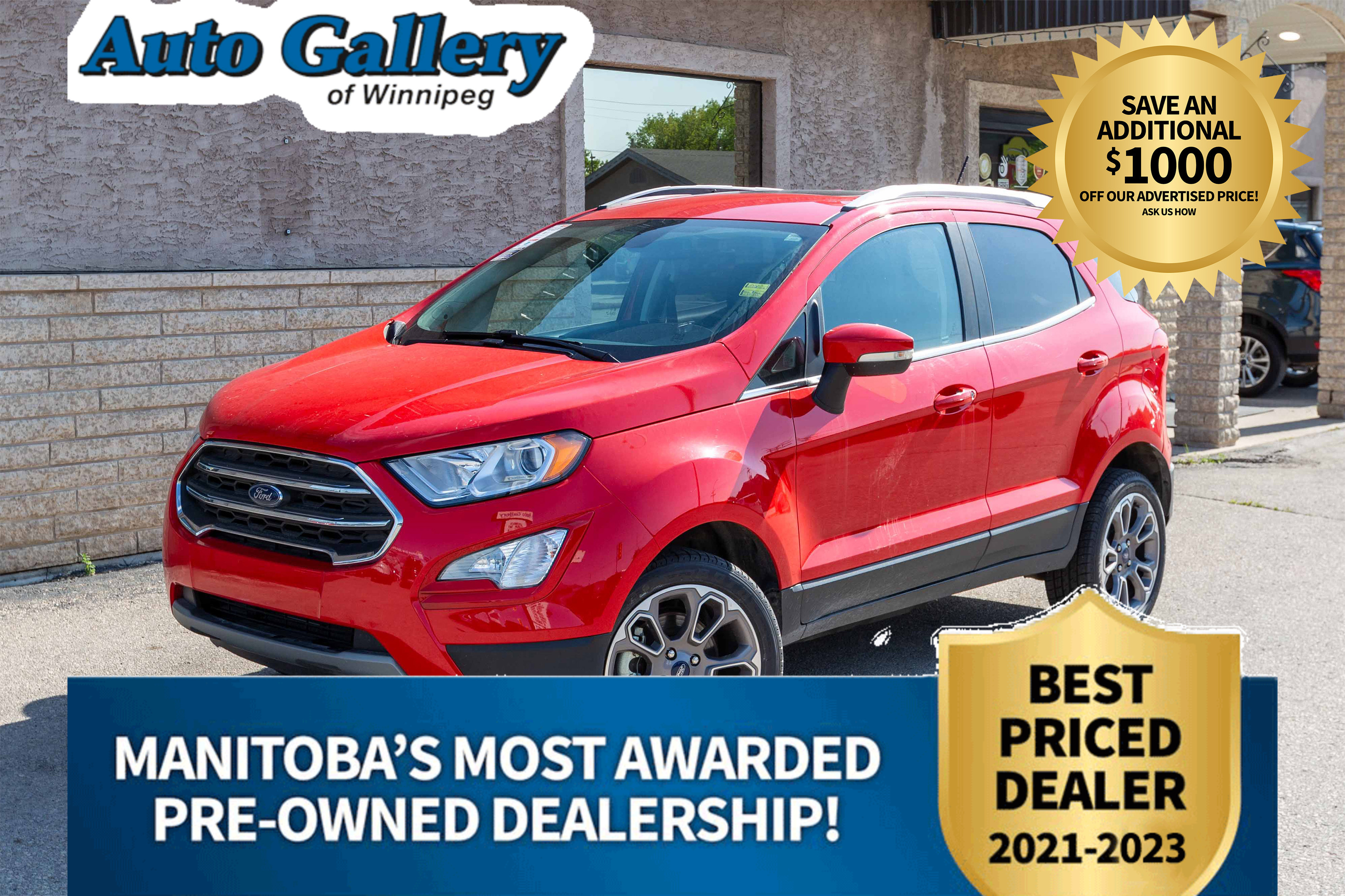 2020 Ford EcoSport TITANIUM 4WD, LEATHER, NAV, ROOF, CLEAN CARFAX 