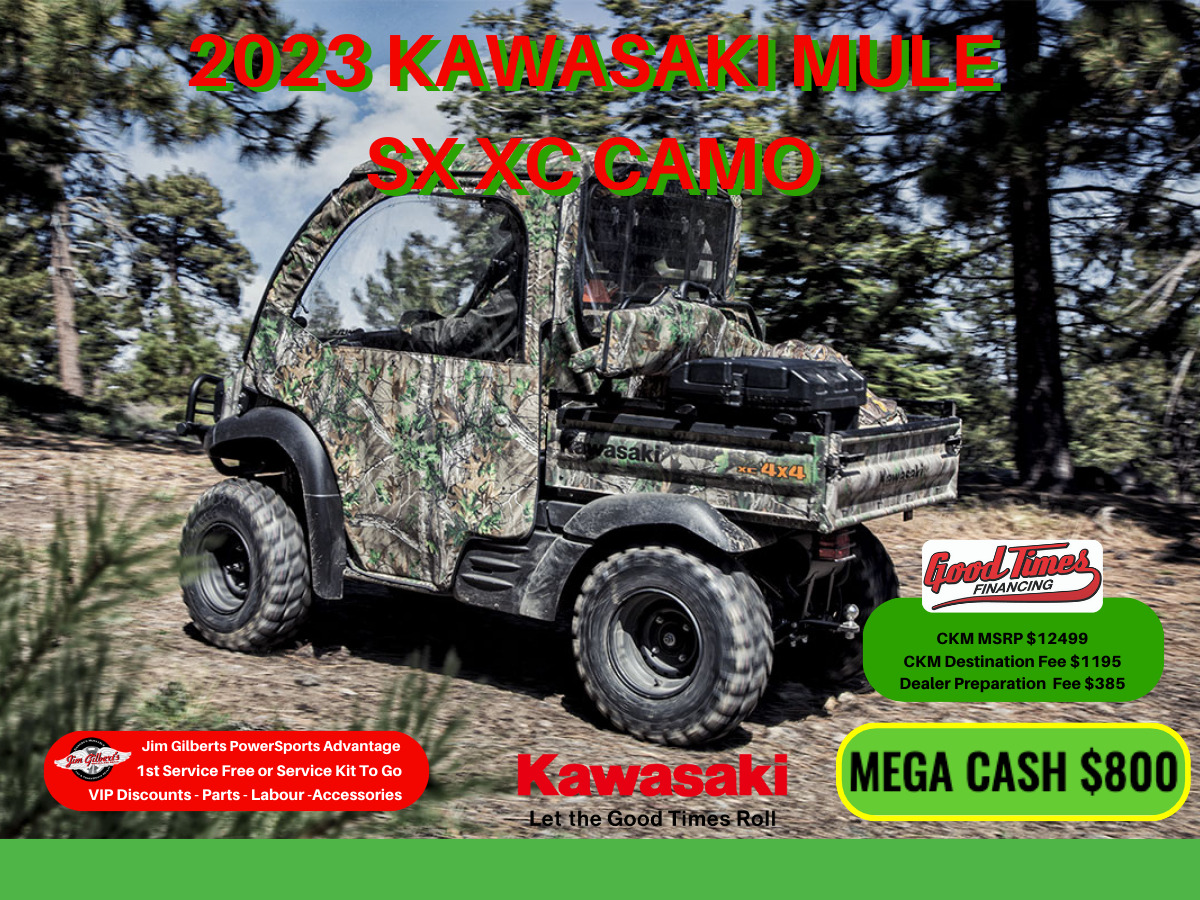 2023 Kawasaki Mule SX XC CAMO Only $66 Weekly, All-in