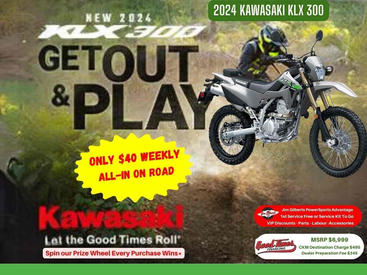 2024 Kawasaki KLX 300 - Only $40 Weekly, All-in