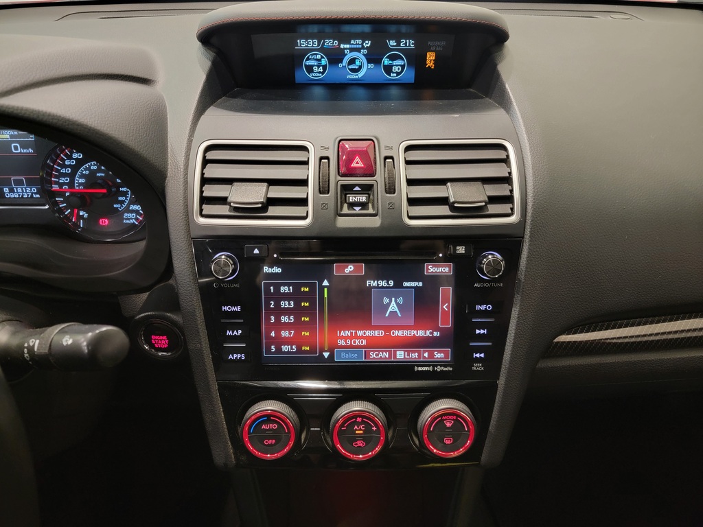 Subaru WRX 2018 Climatisation, Lecteur DC, Système de navigation, Mirroirs électriques, Sièges électriques, Vitres électriques, Sièges chauffants, Intérieur cuir, Verrouillage électrique, Toit ouvrant, Régulateur de vitesse, Miroirs chauffants, Bluetooth, Prise auxiliaire 12 volts, caméra-rétroviseur, Commandes de la radio au volant