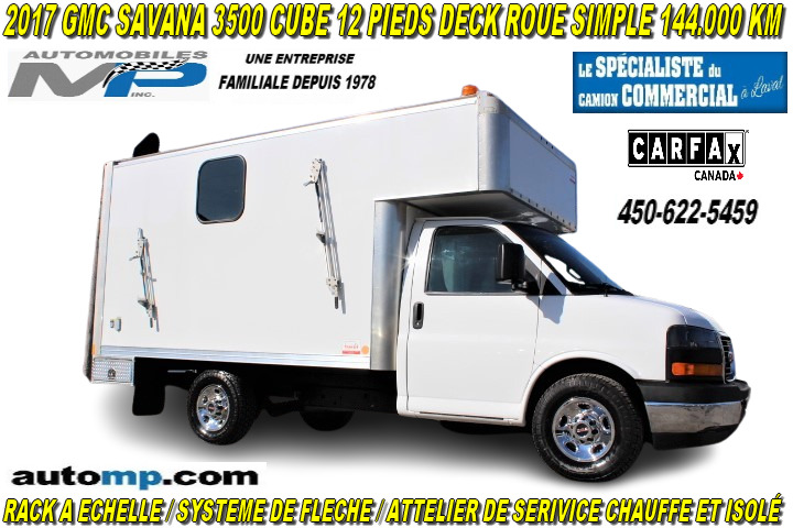 2017 GMC Savana Cargo Van 3500 CUBE 12 PIEDS DECK BOITE DE SERVICE ATTELIER