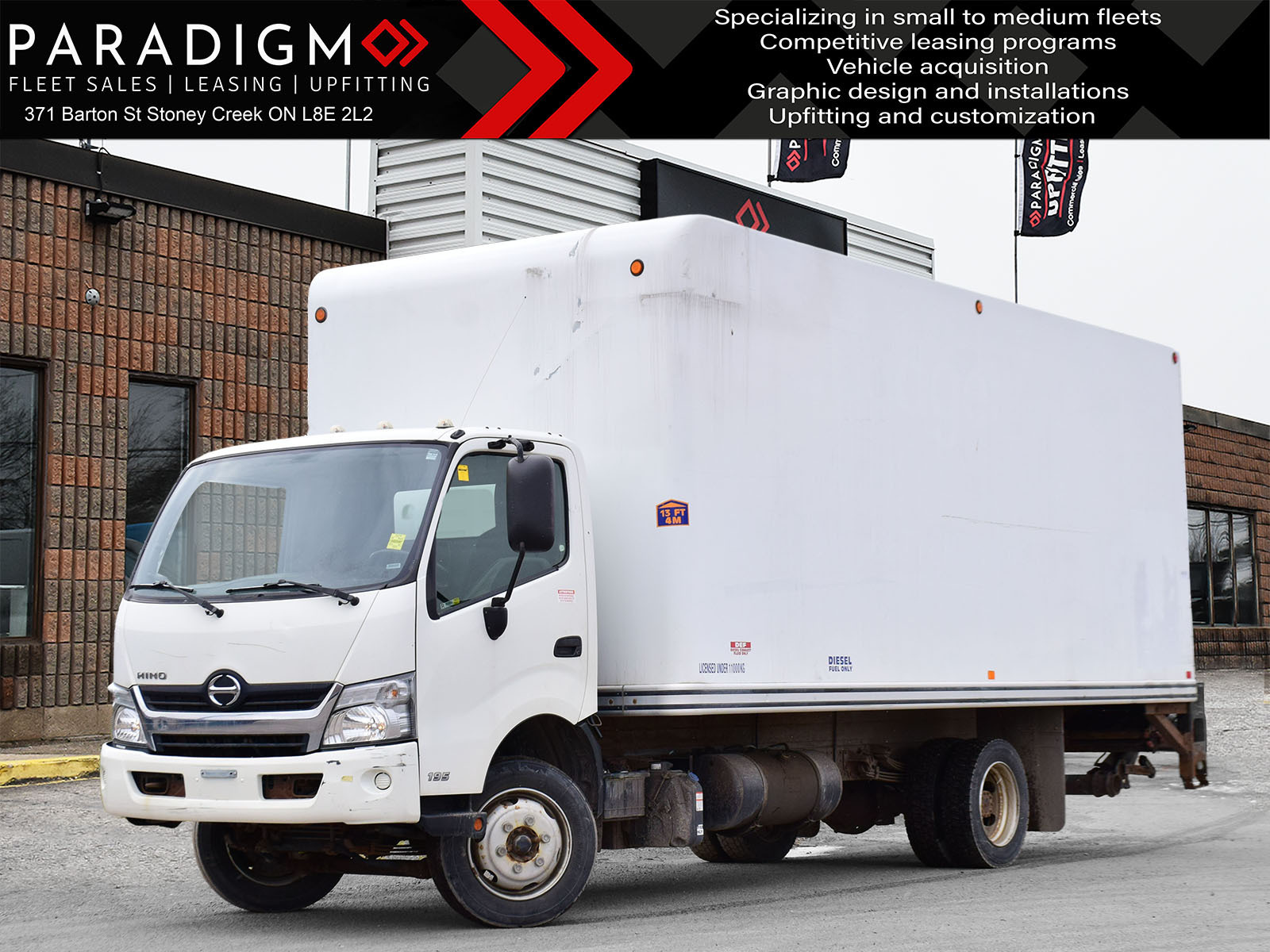 2017 Hino 195 Commercial 185-Inch WB Cab Over Large Box with Power Tailgate