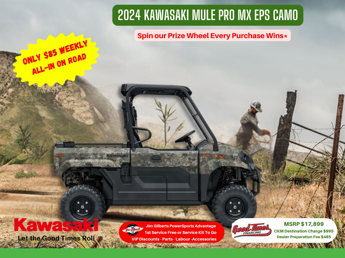2024 Kawasaki Mule PRO MX EPS CAMO - Only $85 Weekly