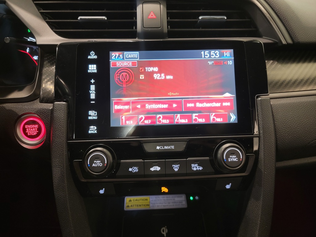 Honda Civic Coupe 2018 Climatisation, Système de navigation, Mirroirs électriques, Vitres électriques, Sièges chauffants, Verrouillage électrique, Toit ouvrant assisté, Régulateur de vitesse, Miroirs chauffants, Bluetooth, Prise auxiliaire 12 volts, caméra-rétroviseur, Vitres teintées, Commandes de la radio au volant
