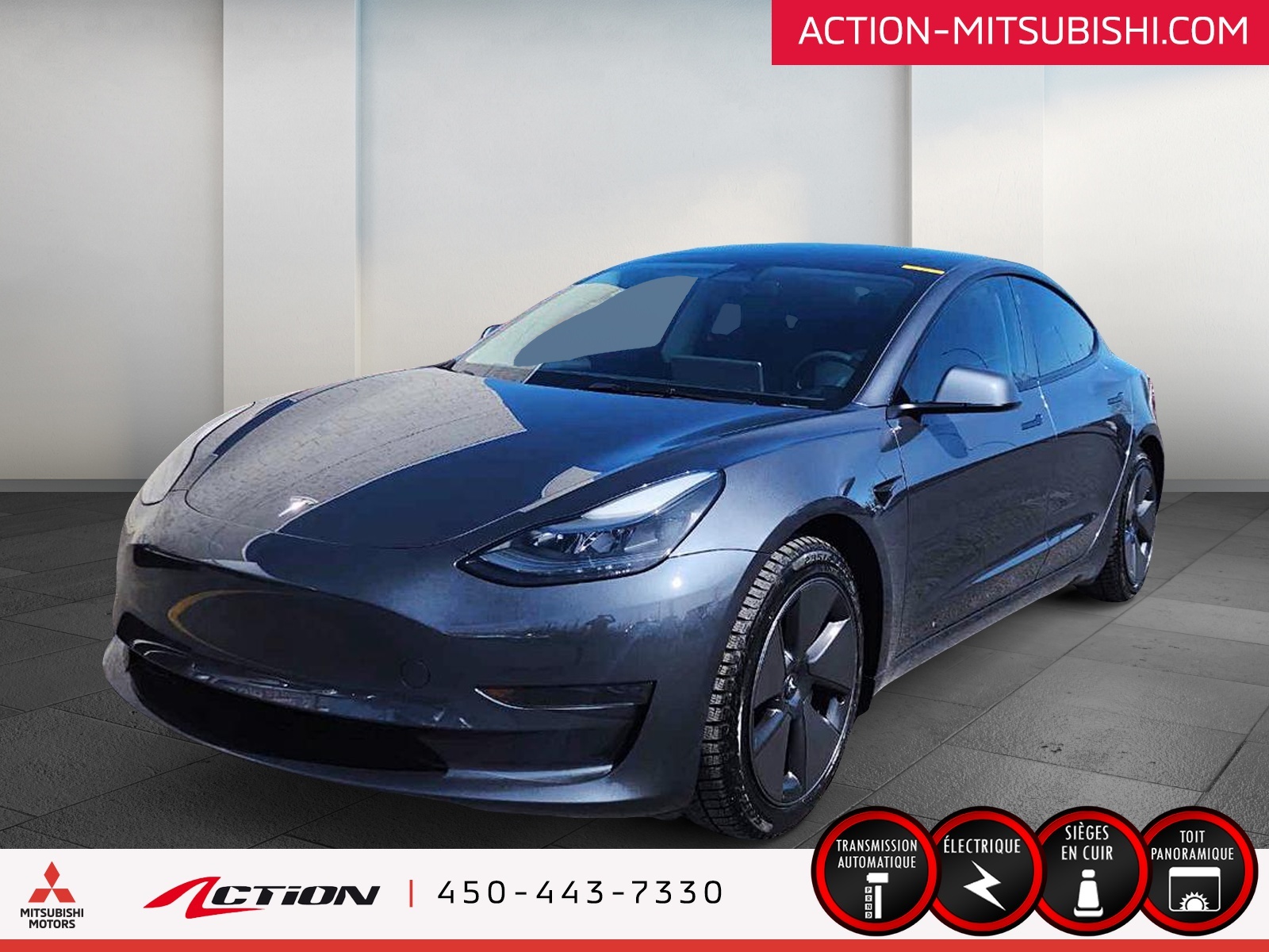 2023 Tesla Model 3 SR 430 KM +CUIR+TOIT+MAGS+PNEUS HIVER INCLUS+BAS K