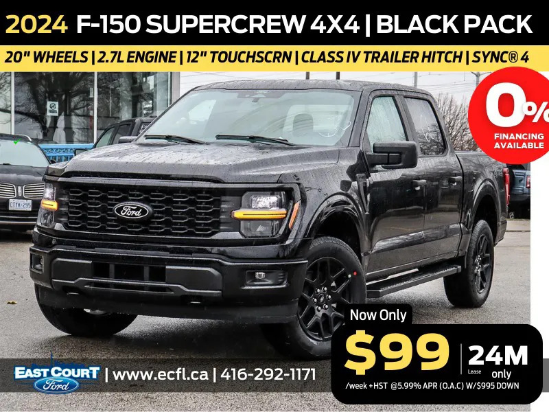 2024 Ford F-150 Black Pk | 2.7L Engine | 12" Touch | More