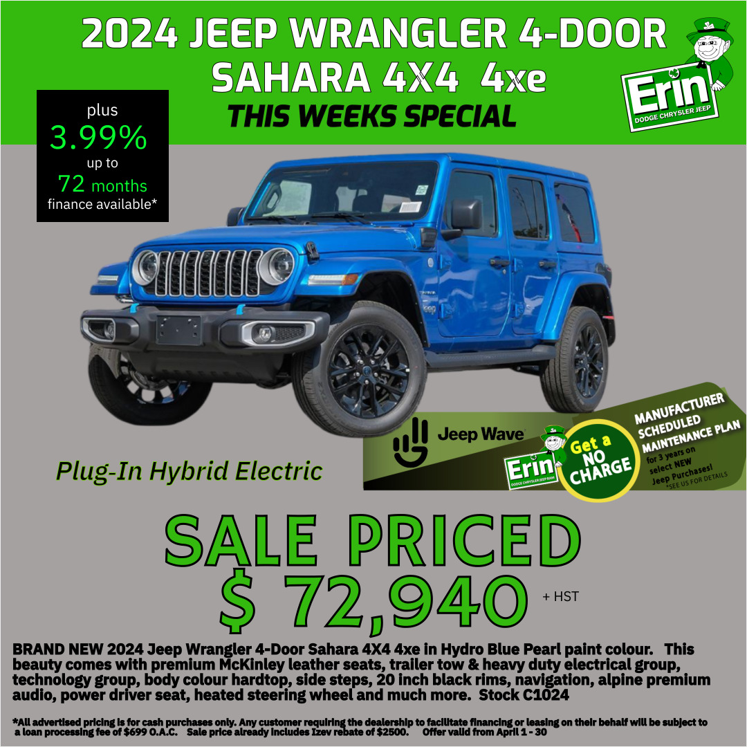 2024 Jeep Wrangler 4xe SAHARA 4x4 | 4XE | SAVE WITH iZEV REBATE