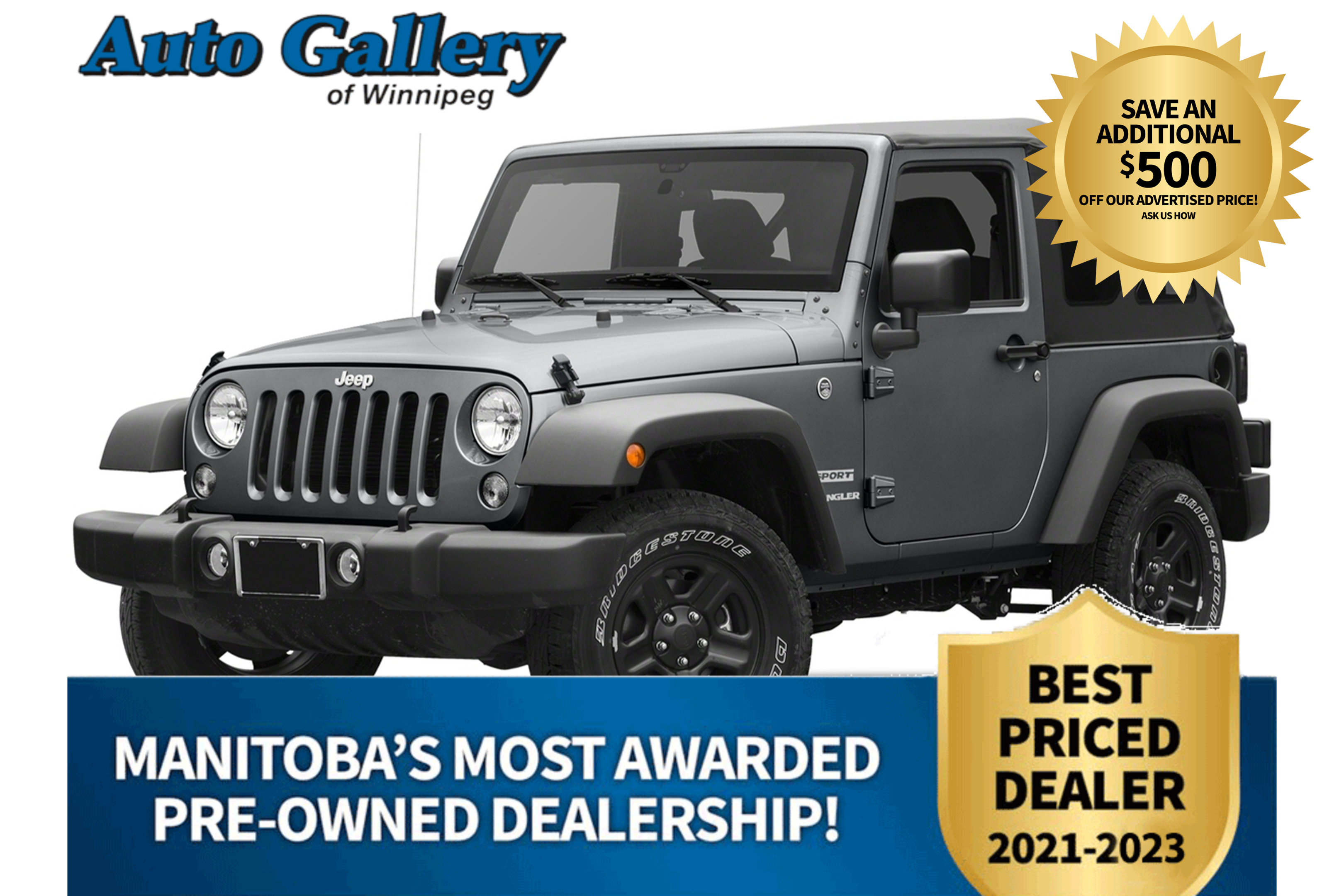2017 Jeep Wrangler 4WD, Sport, A/C, CRUISE CONTROL, CLEAN CARFAX! 