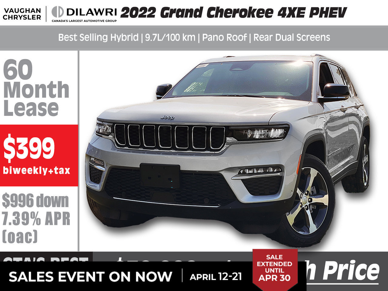 2022 Jeep Grand Cherokee 4xe 4xe Hybrid | $399 BiWeekly Lease plus tax