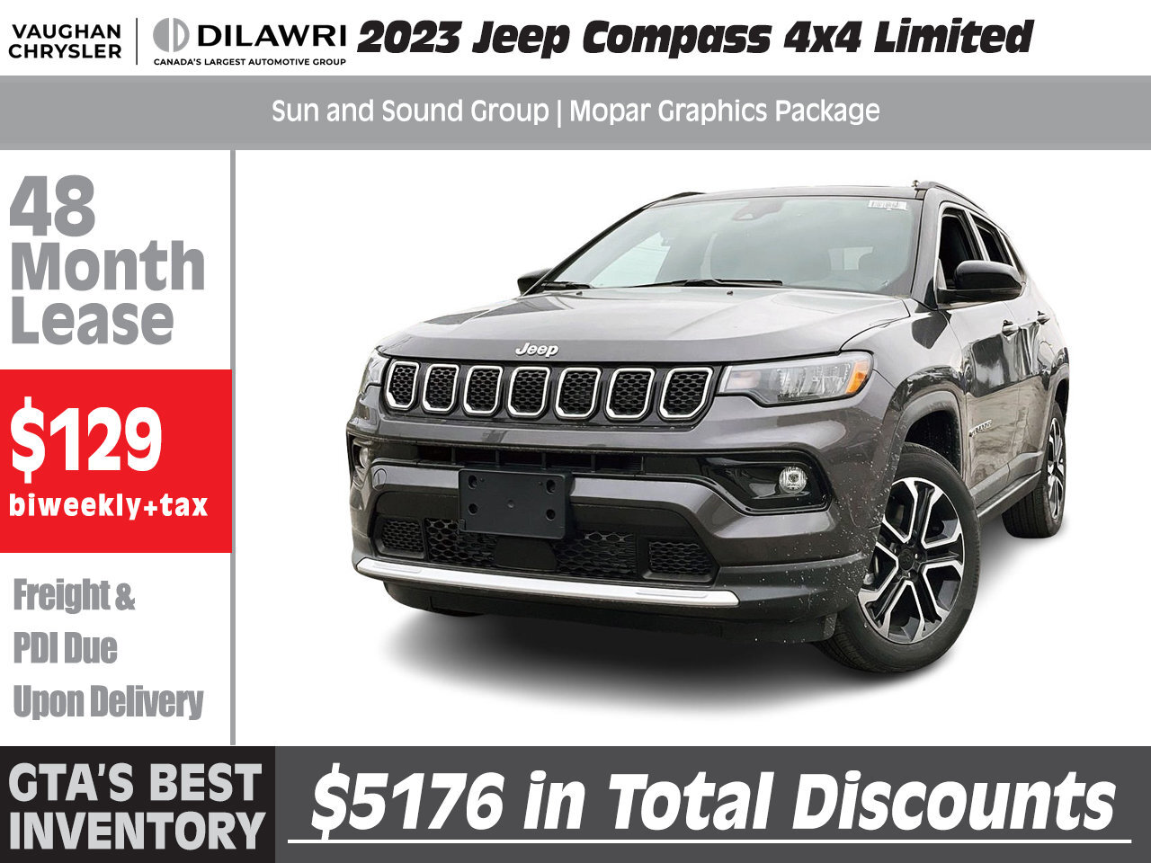 2023 Jeep Compass LIMITED Sunroof | Leather | Apple & Android Auto |