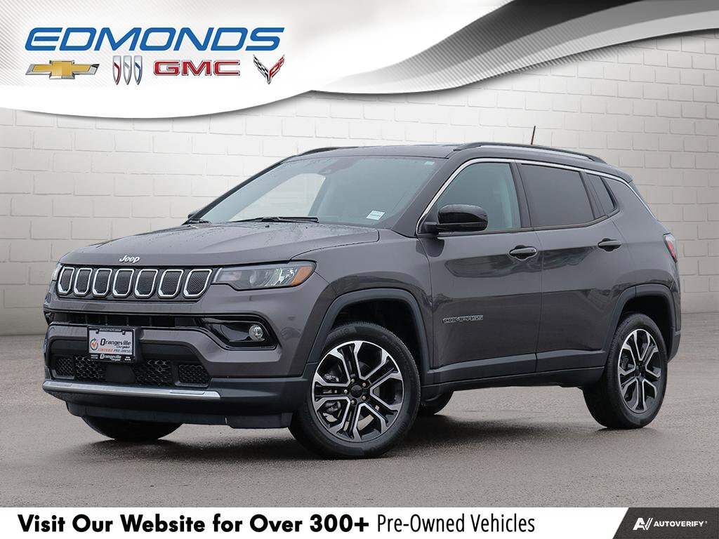 2022 Jeep Compass LimitedLIMITED, 4X4, HTD LEATHER, COMPANY CAR, LOW