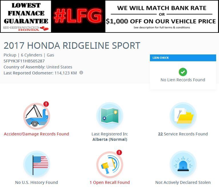 2017 Honda Ridgeline Sport | REMOTE START | SAFETY SENSE | HEATED SEATS