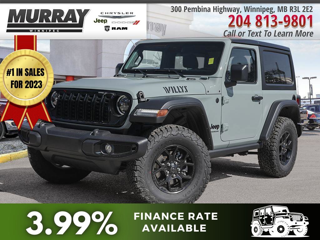 2024 Jeep Wrangler Willys 2 Door 4x4 **$270BW + Taxes Lease Special