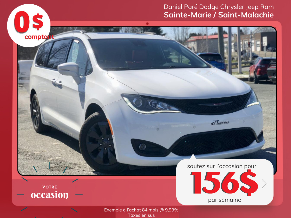 2020 Chrysler Pacifica Hybrid Limited | Red S | Toit panoramique | Gps | Dvd |