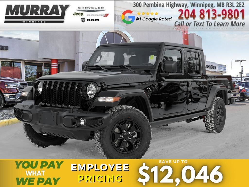 2023 Jeep Gladiator Willys 4x4**$304 B/W+TAXES LEASE SPECIAL