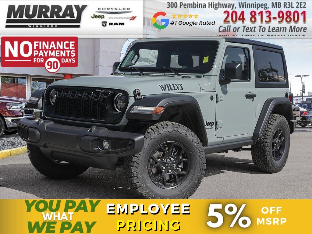 2024 Jeep Wrangler Willys 2 Door 4x4 **$270BW + Taxes Lease Special