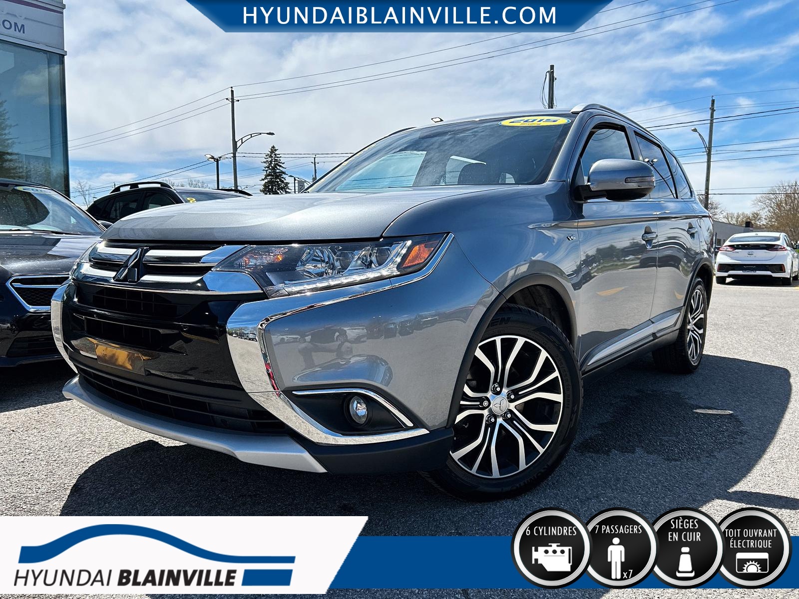 2016 Mitsubishi Outlander GT, V6, AWD, 7 PASSAGERS, CUIR, TOIT OUVRANT+