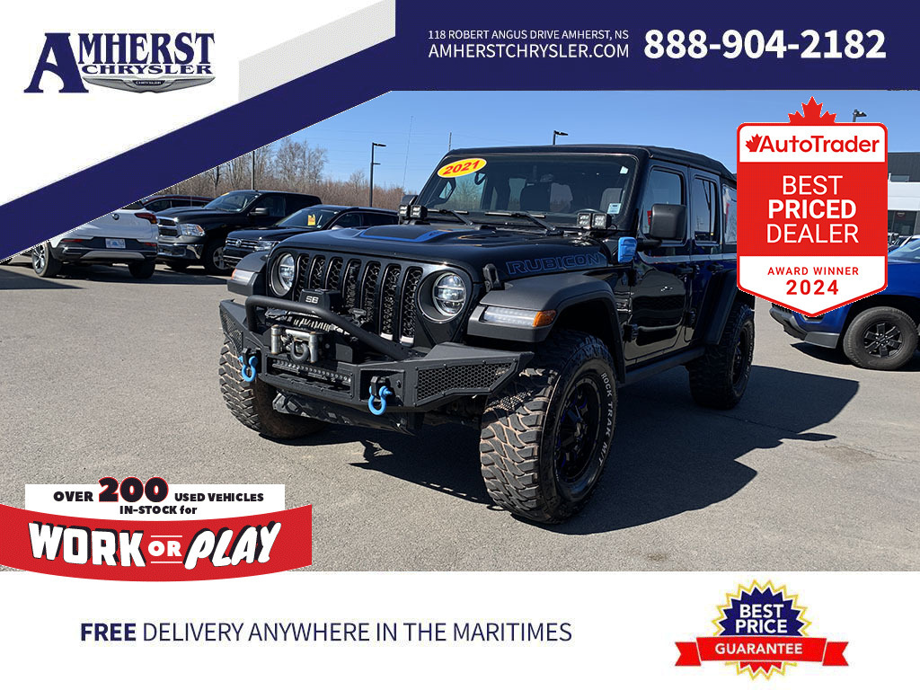 2021 Jeep Wrangler 4xe Rubicon $444bw Soft Top, Upgraded Rims, Winch