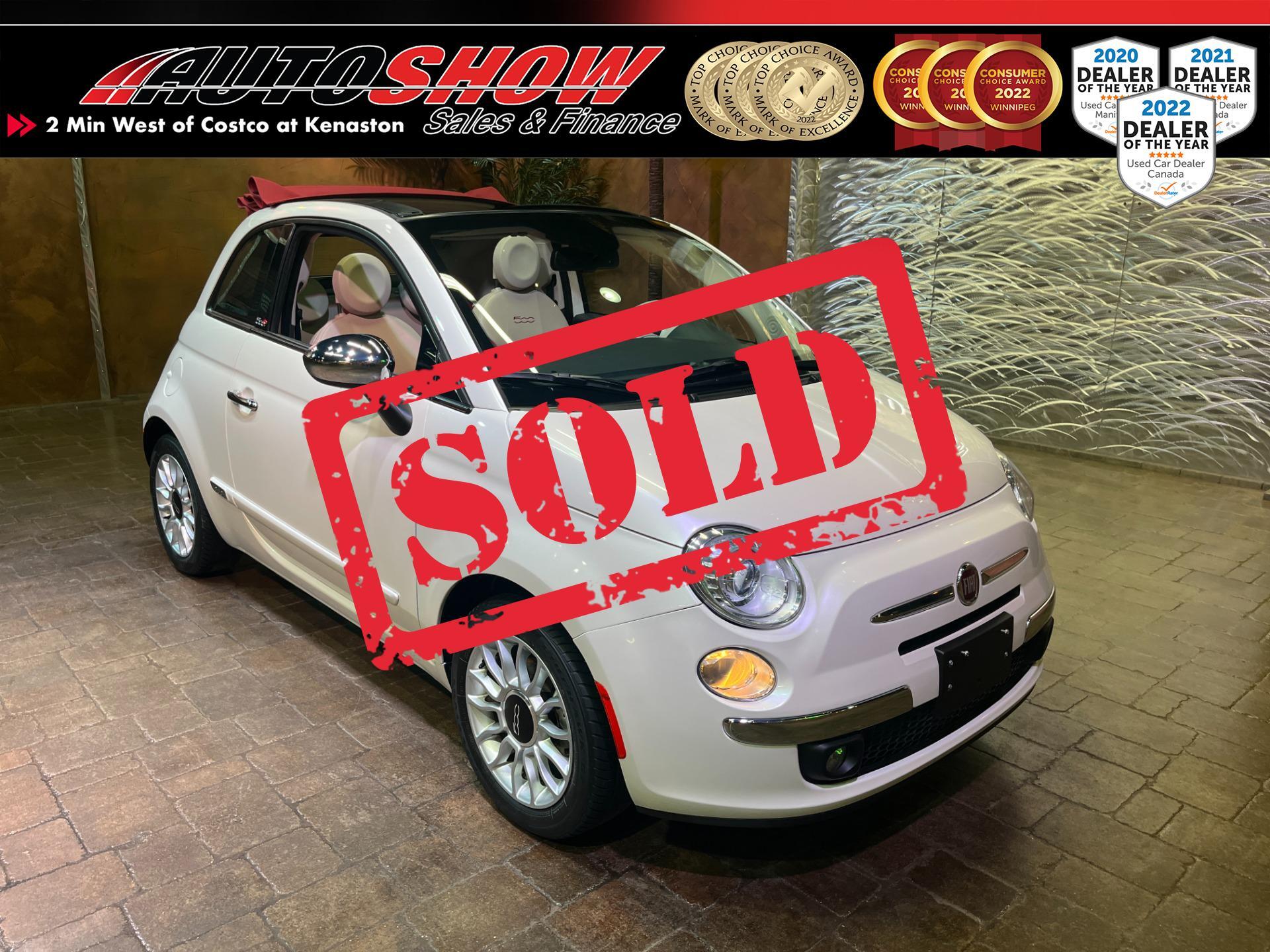 2014 Fiat 500C Lounge Convertible M/T - Red/White Htd Lthr