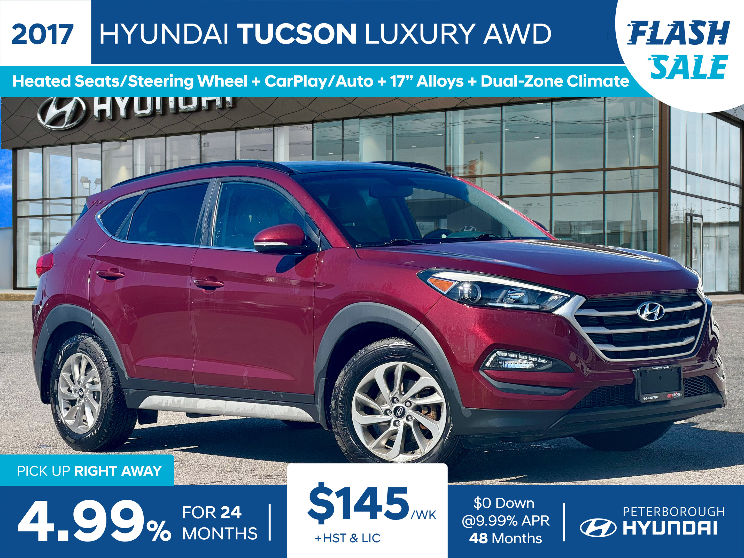 2017 Hyundai Tucson Luxury AWD | Lthr | Sunroof | Pwr Liftgate | Nav