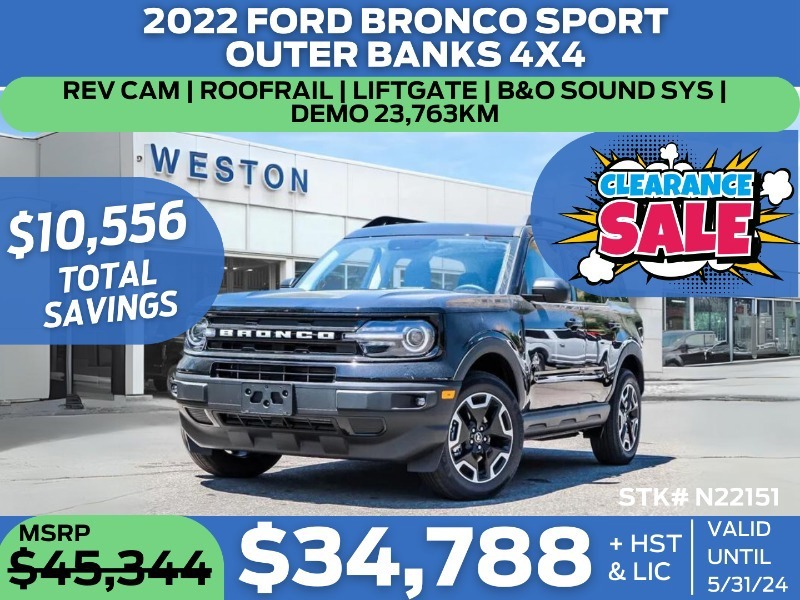 2022 Ford Bronco Sport Outer Banks - +REV CAM+ROOFRAIL+LIFTGATE+B&O SOUND
