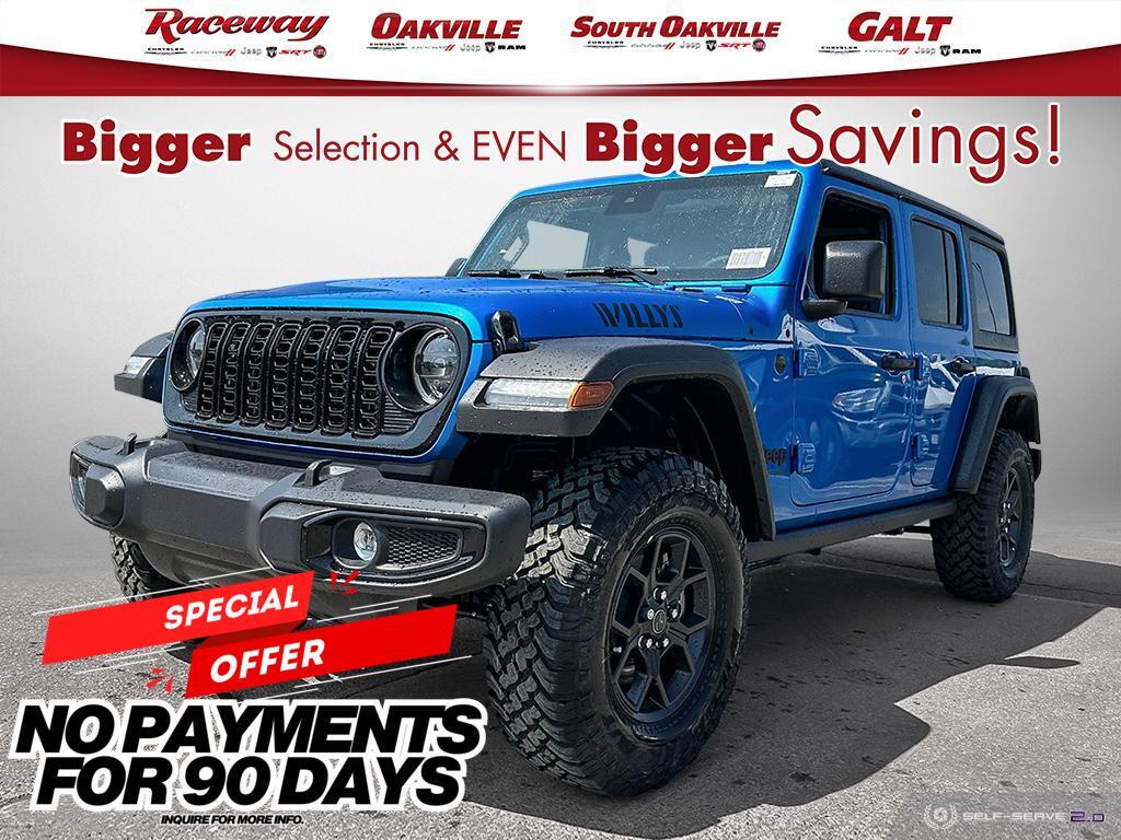 2024 Jeep Wrangler WILLYS | 4-DOOR | 4X4 | HYDRO BLUE | V6 | CARPLAY 