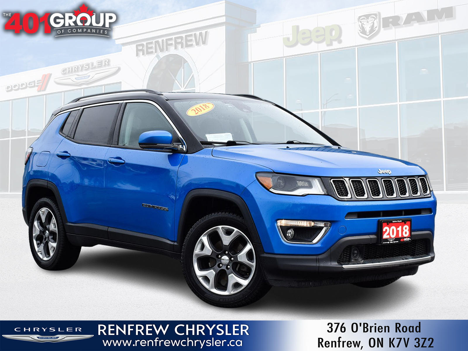 2018 Jeep Compass Limited 4WD | Adv Safety/Lighting | Security | Nav