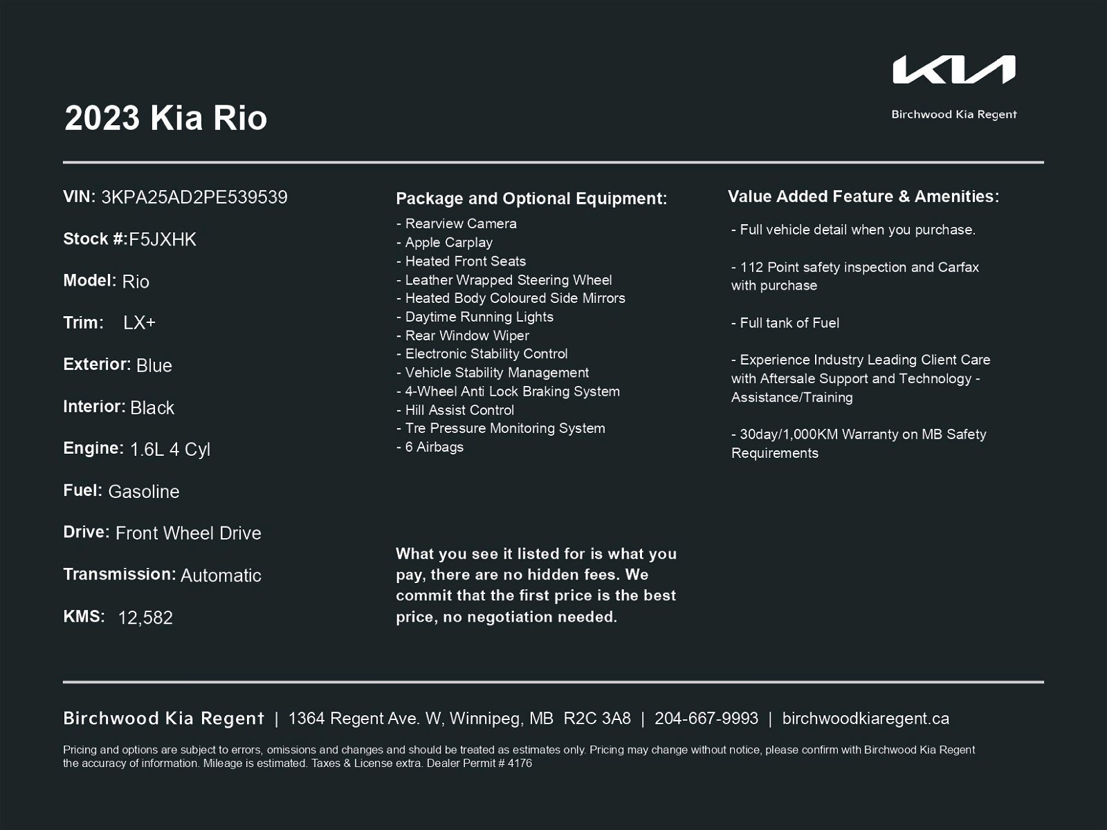 2023 Kia Rio LX+ Local Vehicle | Apple Carplay