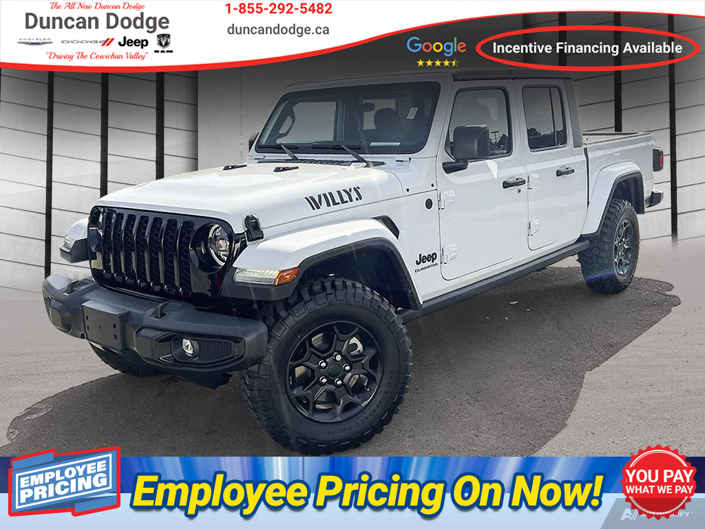 2023 Jeep Gladiator Willys, Removable Top, A/C, Bluetooth, Towing. 