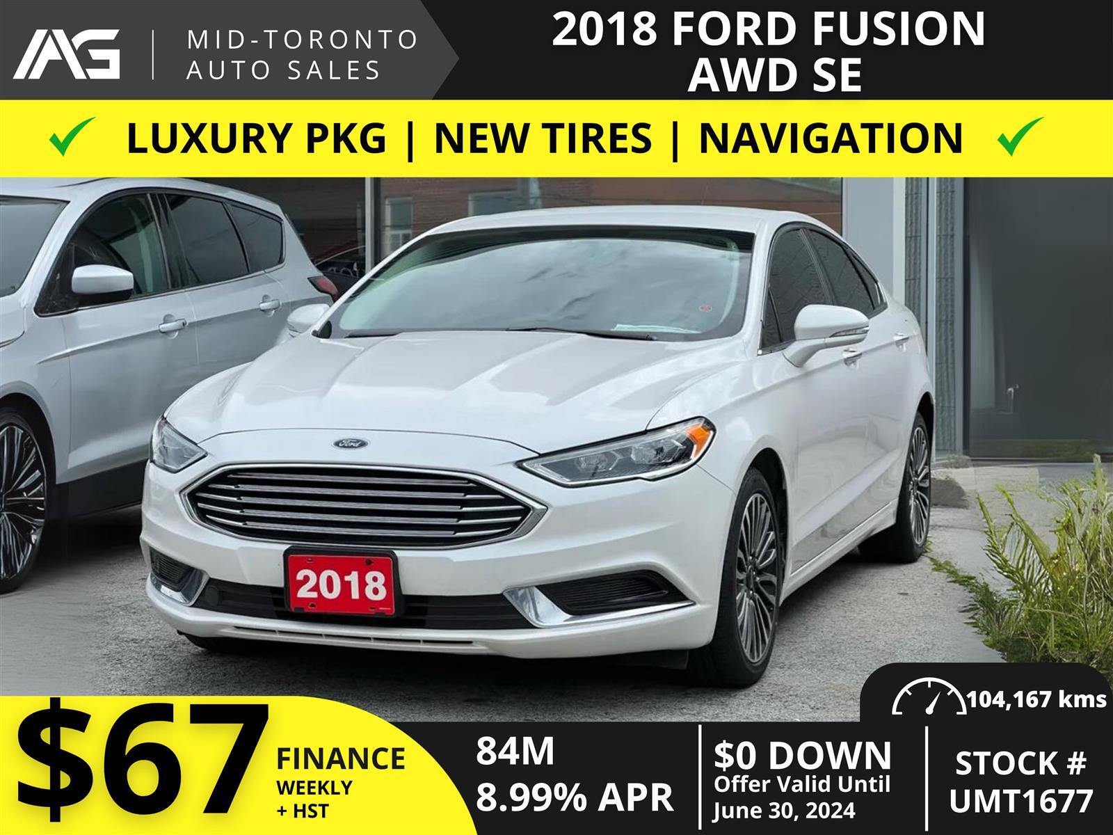 2018 Ford Fusion SE - AWD - Luxury Pkg - Tech Pkg - Navigation - Le