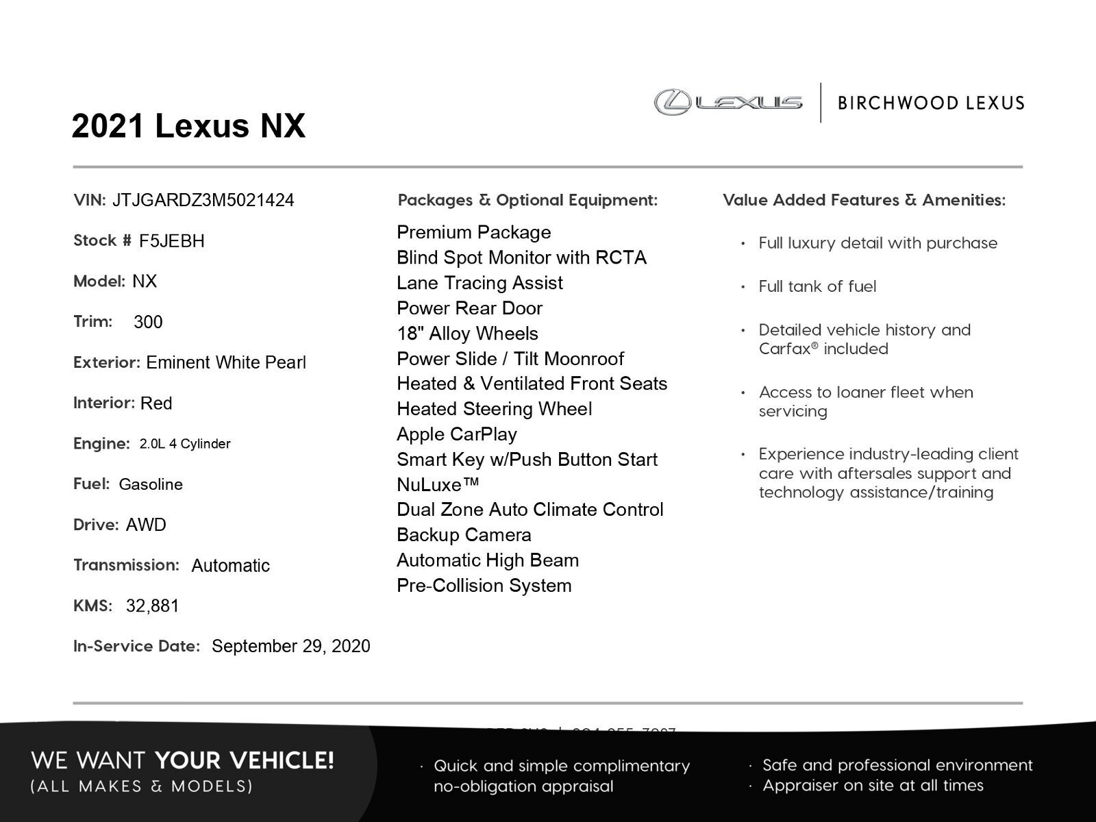 2021 Lexus NX 300 Premium | AWD | Low KM's!