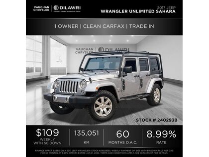 used 2017 Jeep Wrangler Unlimited car, priced at $23,998